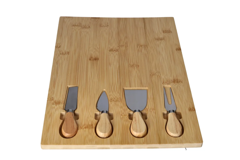 Rectangular Bamboo Cheese Serving &amp; Cutting Board Set 32.7cm 3 Piec