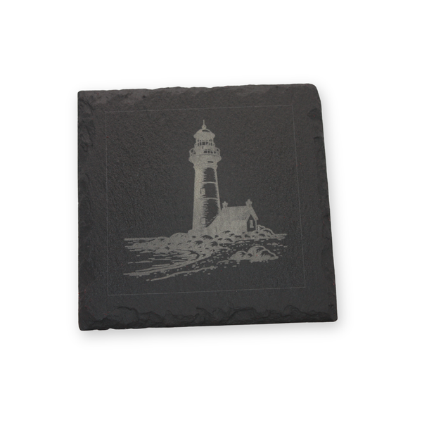 Lakit Moments Engraved Slate Coasters (Set of 4)- Lighthouse Coastal Design