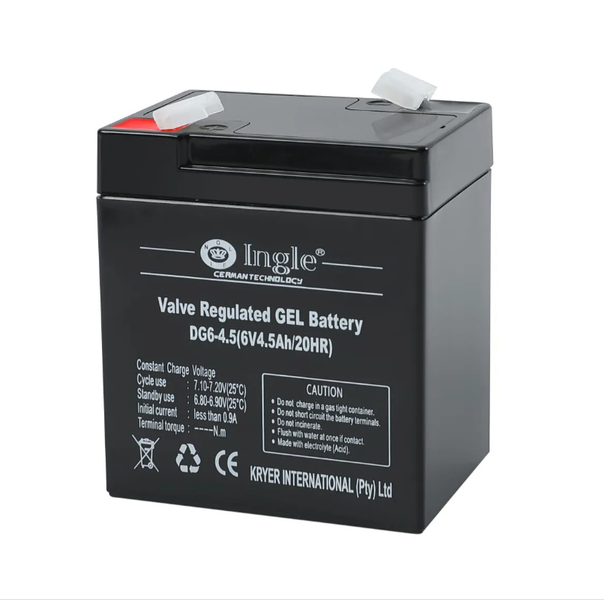 Ingle DG6-4.5 6v 4.5ah/20hr Gel Battery