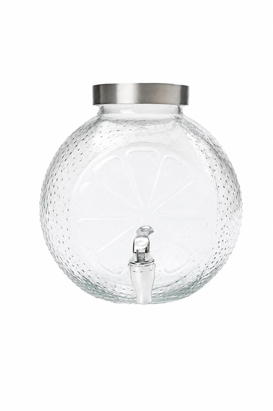 Round Glass Beverage Dispenser with Tap