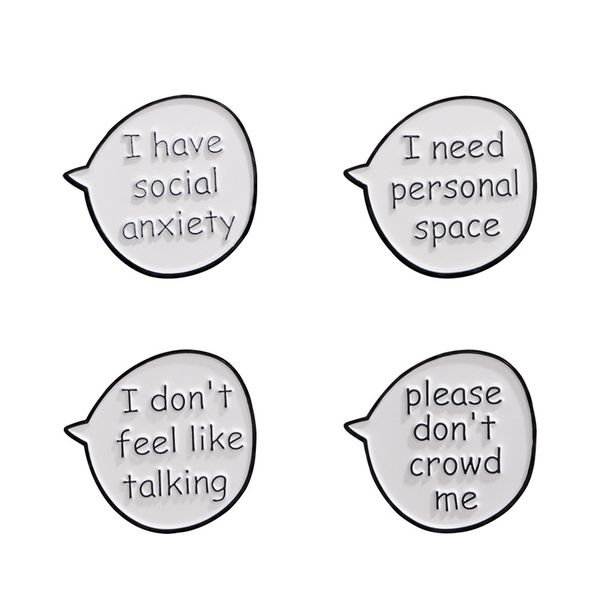 4PK Social Anxiety Lapel Pin Badge Souvenier Novelty Gifting