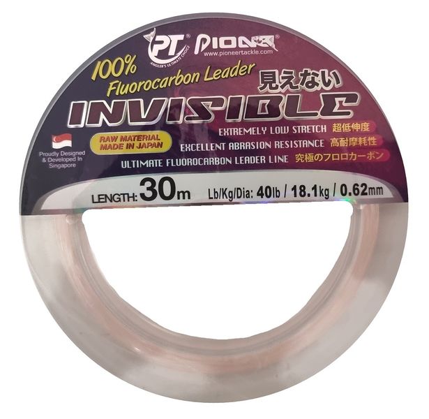 Pioneer Tackle Invisible Fluorocarbon Pink Fishing Leader Line - 40Lb