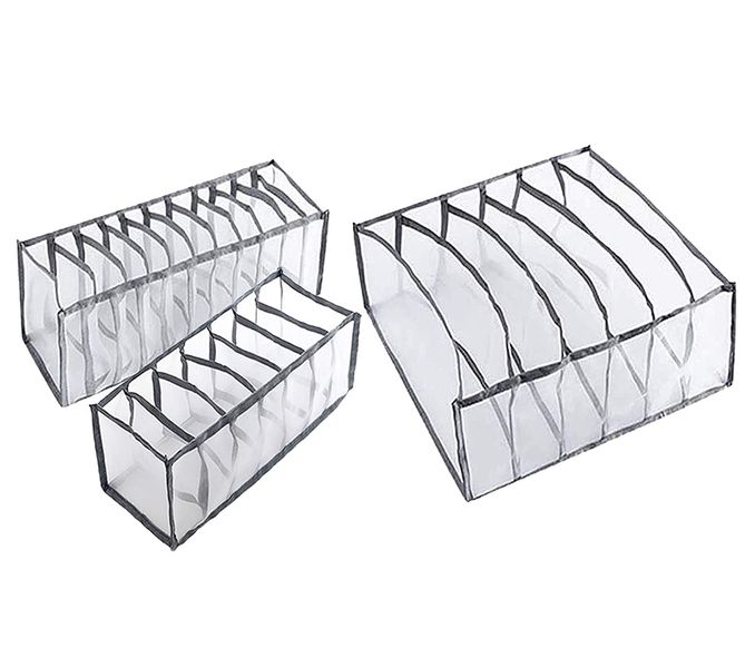 3 Piece Mesh Bra Underwear Socks Storage Drawer Divider Organizer