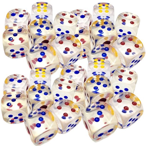 Kids Transparent Acrylic 6 Sided Dice Set Of 200 (15mm) Jumbo Pack