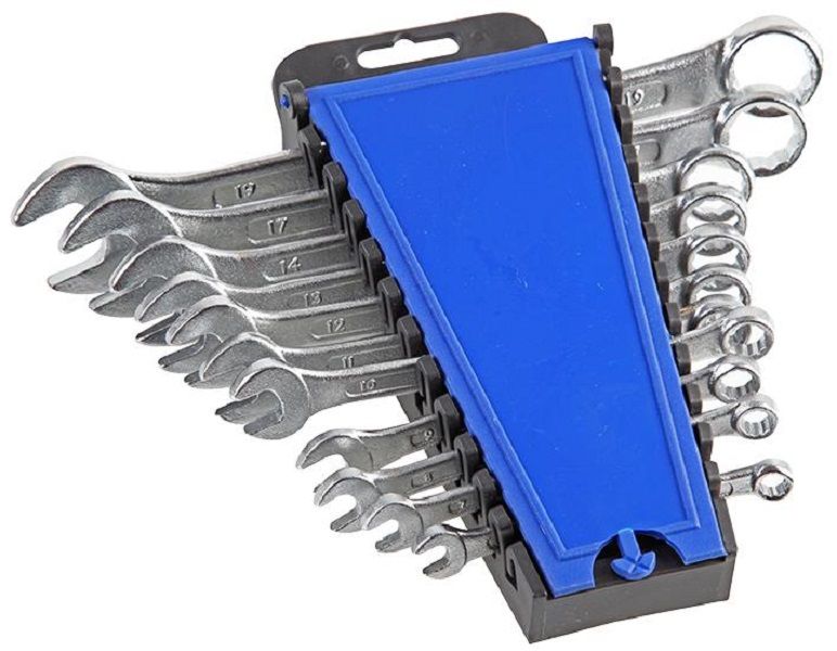 Duratool D02321 Spanner Set, Combination, Chrome Vanadium Steel, 11 Pieces