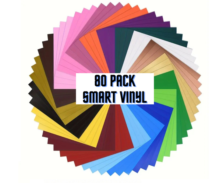 80 Pack Permanent Adhesive Smart Vinyl Bundle Including Transfer Tape