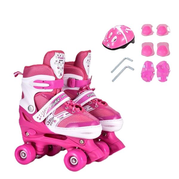 Adjustable Kids Roller Skates with Helmet &amp; Safety Gear | 4-Wheel Design