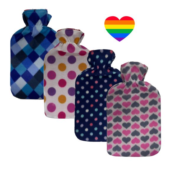Home Hot Water Bottle With Fleece Cover With Heart Sticker Set Of 5
