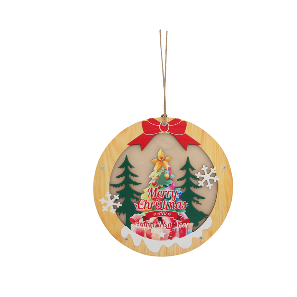 Lighted Wooden Christmas Tree Hanging Sign