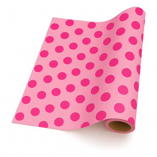 Gift Wrapping Paper 5m Roll - Pink &amp; Cerise Spot &amp; Stripe