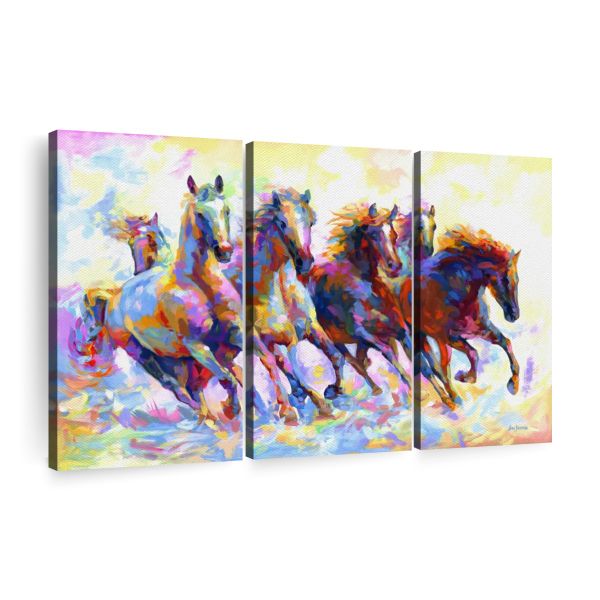 Canvas Wall Art Decor - 3-Piece Running Adventure Horses Canvas Print