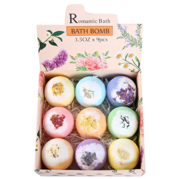 Romantic Bath Bombs Gift Set (9 Pack) - Shea Butter &amp; Plant Extracts Soaks