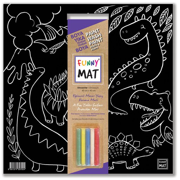 Funny Mat Black - Chalk Colouring in Placemat- Dinosaurs