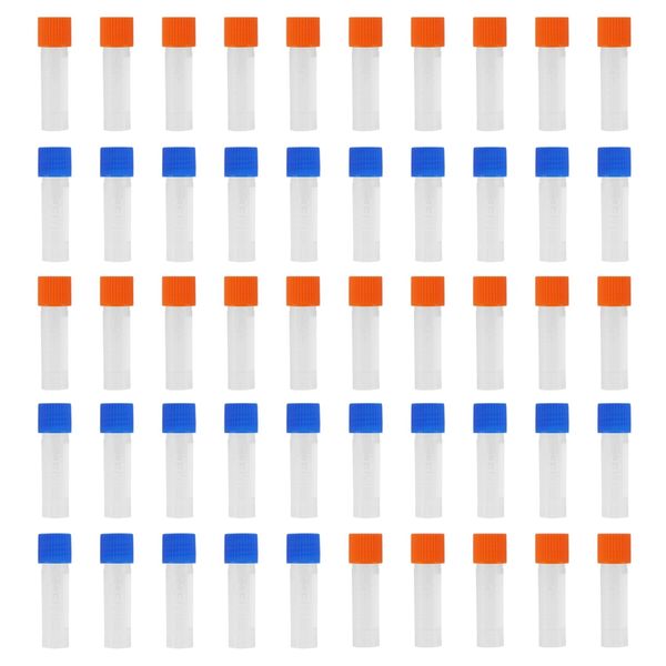 50 x Plastic Graduated Cryovial Test Tube Sample Pipe