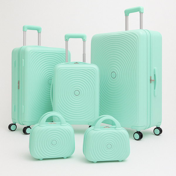 Light Green PC Hardshell 5-Piece Luggage Set - Spinner, TSA Lock, Stylish
