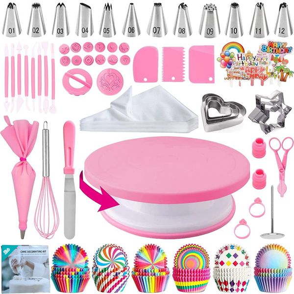 255pcs Cake Decorating Kit Baking Supplies Tool Set Turntable &amp; Nozzles