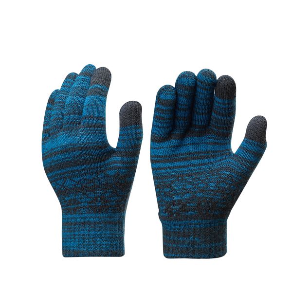 Quechua Kids' Touchscreen Compatible Hiking Gloves - Sh100 Knitted - Blue