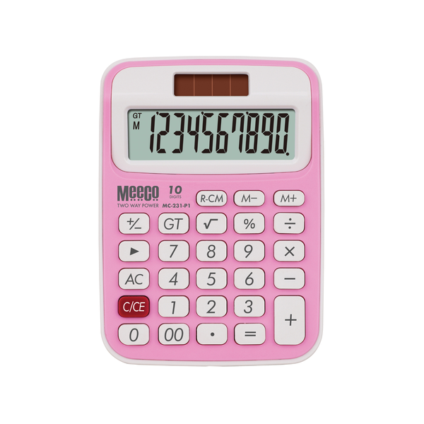 Meeco 10-Digit Calculator (87mm x 121mm) - Pink