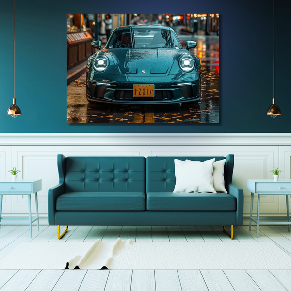 Canvas Wall Art Decor - Porsche In The Rain Artwork
