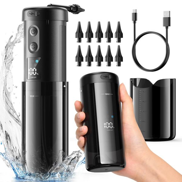 Electric Ear Wax Removal Kit with Foldable Nozzle &amp; IPX7 Waterproof