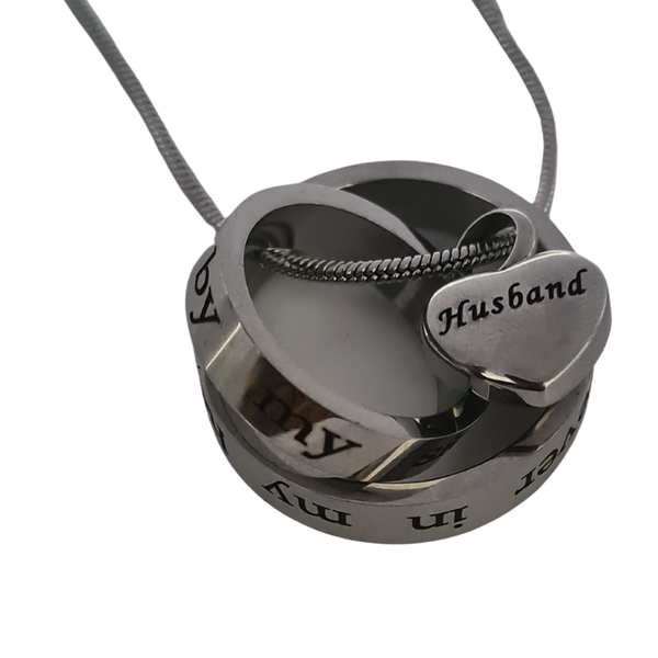 Husband Memory Pendant and Chain - Stainless Steel Cremation Jewellery
