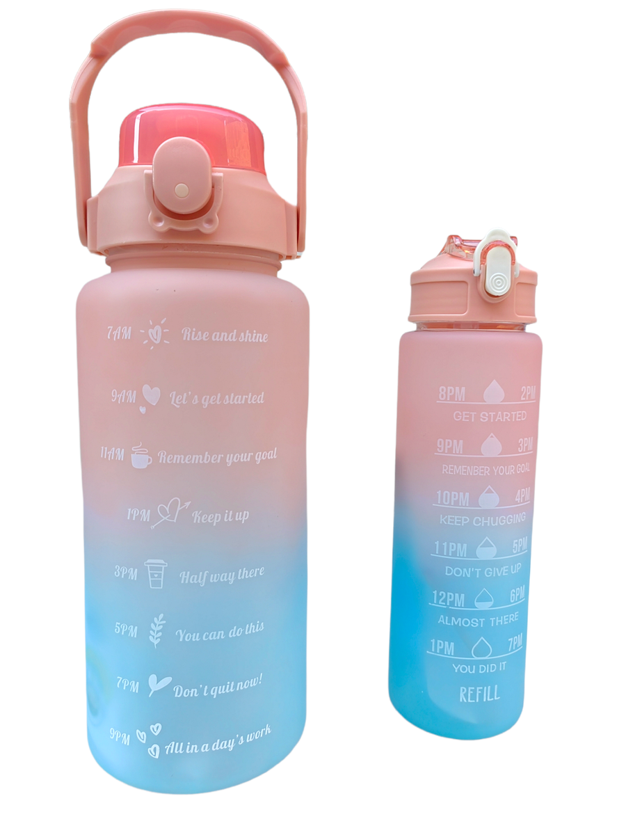 Set Of 2 Bottles Motivational Pastel Water Bottles with Quotes 2LT ...