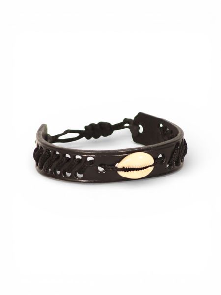Lebocode Handmade Leather Cowrie Shell Bracelet