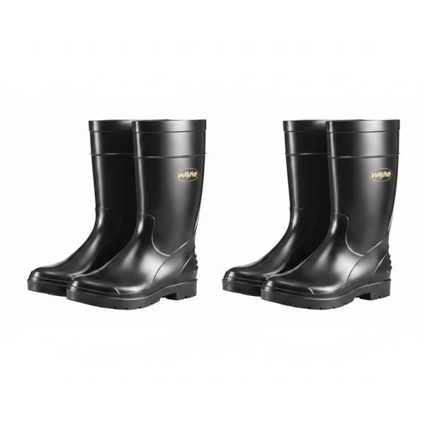 Gumboots Ladies Half-Length Black Waterproof Boots - 2 Pack