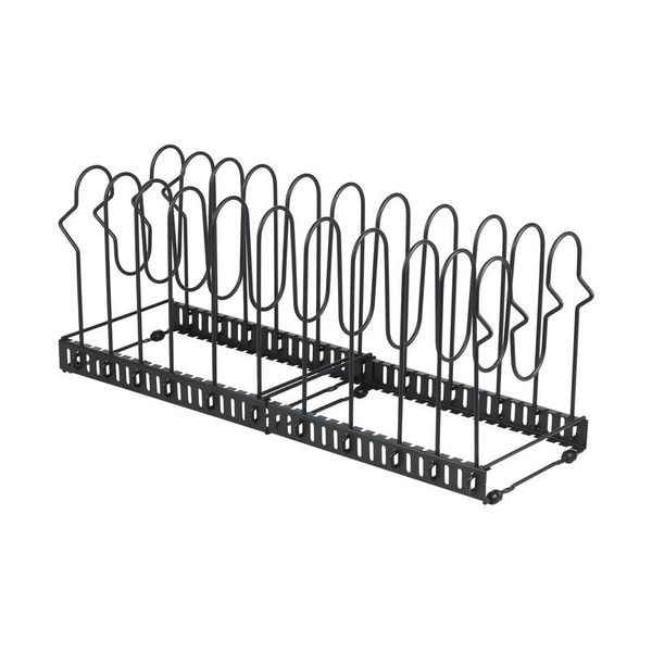 Delinia Expandable Pots Pans Lids Organiser Black Metal W19 X D30 X H24Cm