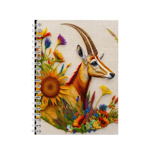Embroidered GAZELLE1 Notebook Animal Gift Idea Notepad Pad 100