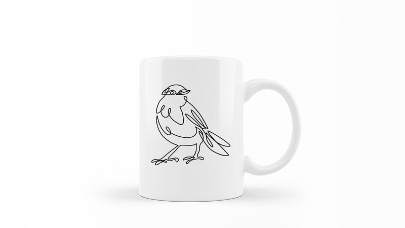 Designer Line Art Coffee Mug - Bird