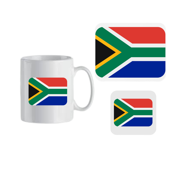 South African Flag Mug, Coaster and Mousepad