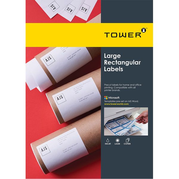 Tower - Rectangular Labels Sheet Form A4 1up 210mm x 297mm Pack Of 100