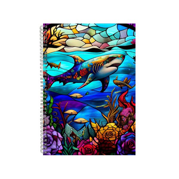 Shark Under Water Stained Glass Notebook Gift Idea A4 Notepad Pad 88