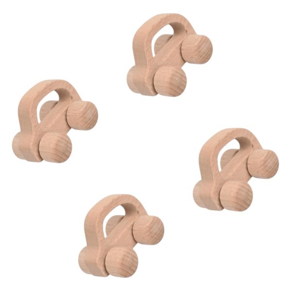 4 Pack - Classic Wooden Mini Van Toy - Brown