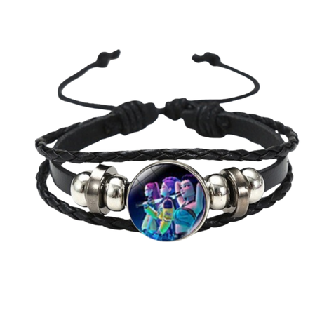 K Pop Demon Hunters Animated Fantasy Adventure Team Leather Bracelet Image