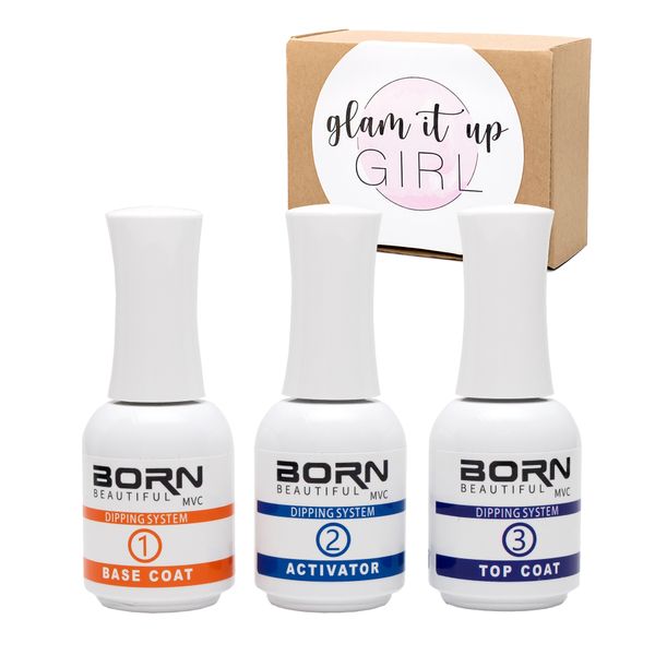 Glam it Up Girl/Top Coat, Base Coat and Activator Dipping System - Set of 3