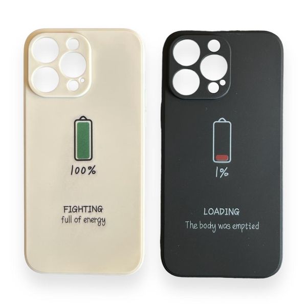 AMA Silicon Case Battery Life Print For iPhone 13 Pro Max - Pack Of 2