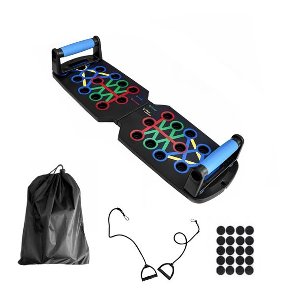 28-Function Push-Up Board with Resistance Bands, Rubber Handles&amp;Storage Bag