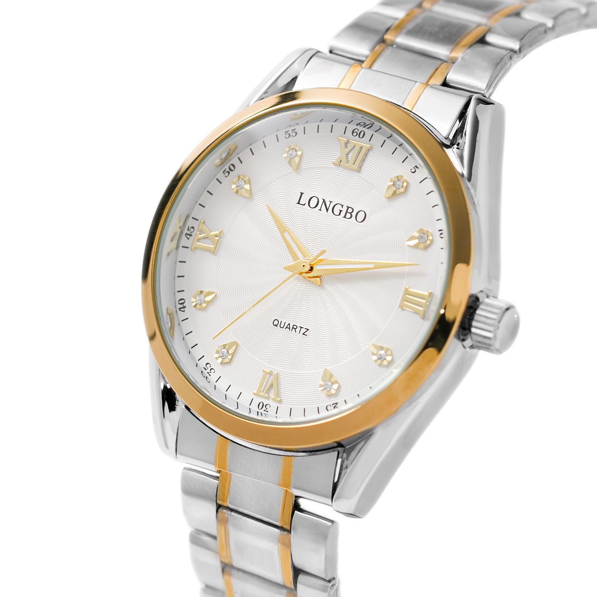 Longbo Mens Stainless Steel Analog Silver & Gold Watch | Shop Today ...
