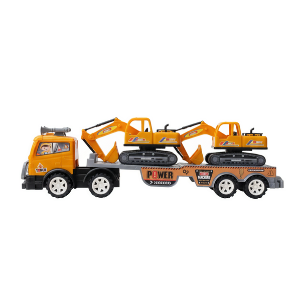 Heavy-Duty Construction Transport Truck with 2 Excavators