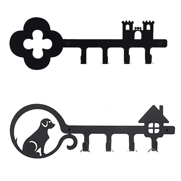 Key Holder 4 Hooks Entryway Key Organizer Black Wall Mounted Key