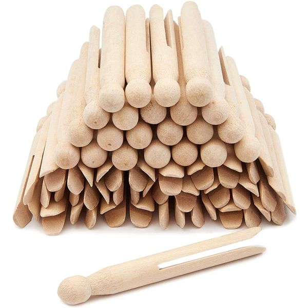 Wooden Clothespins - 4.3 x 0.5 in, 50 Pack, Heavy-Duty Outdoor Clothes Pin