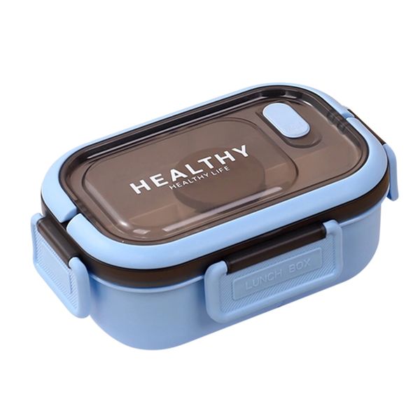 Lunch Box with 3 Compartment 1200ml - Blue - Includes Cutlery.