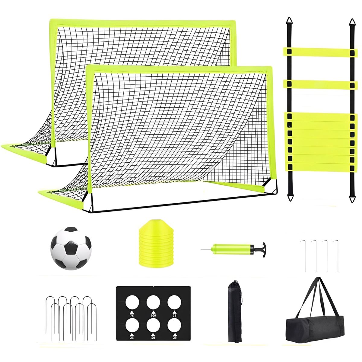 Kids Soccer Goals Set of 2-6x4 ft Portable Pop Up Soccer Nets Equipment