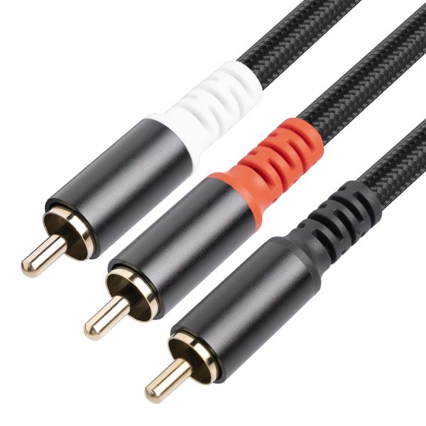 RCA Y Splitter 1 Male to 2 Male Audio Cable For Subwoofer, Amplifier