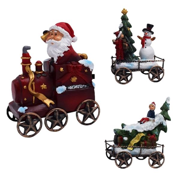 Toy 3 Piece Resin Classic Miniature Tabletop Christmas Train Statue