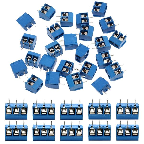 60Pcs 5mm Pitch 2 Pin &amp; 3 Pin PCB Mount Screw Terminal Block Connector for