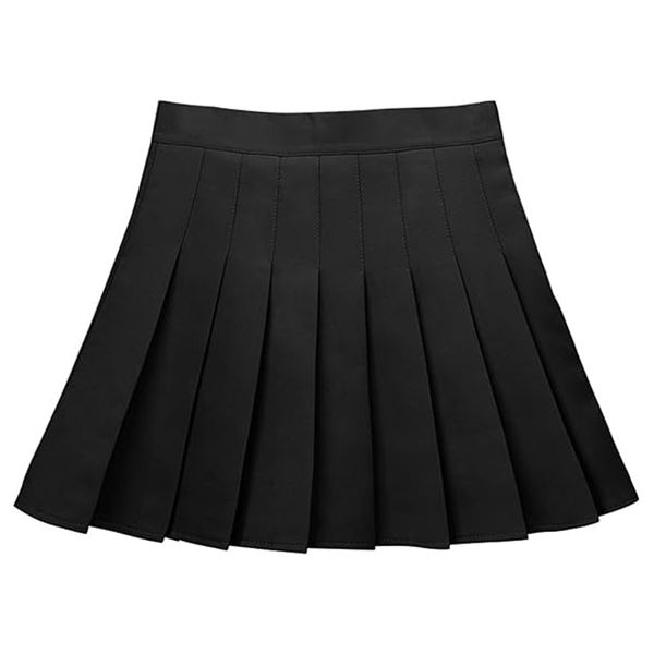 Women's Skirt Black High Waist Pleated Skirt Fashion Preppy Style Sports