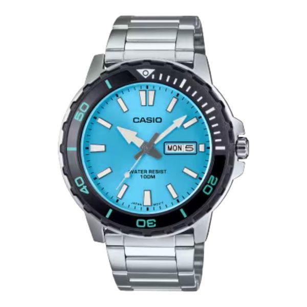 Casio Mens Blue Analogue Metal Strap Watch-Mtd-125d-2a3vdf